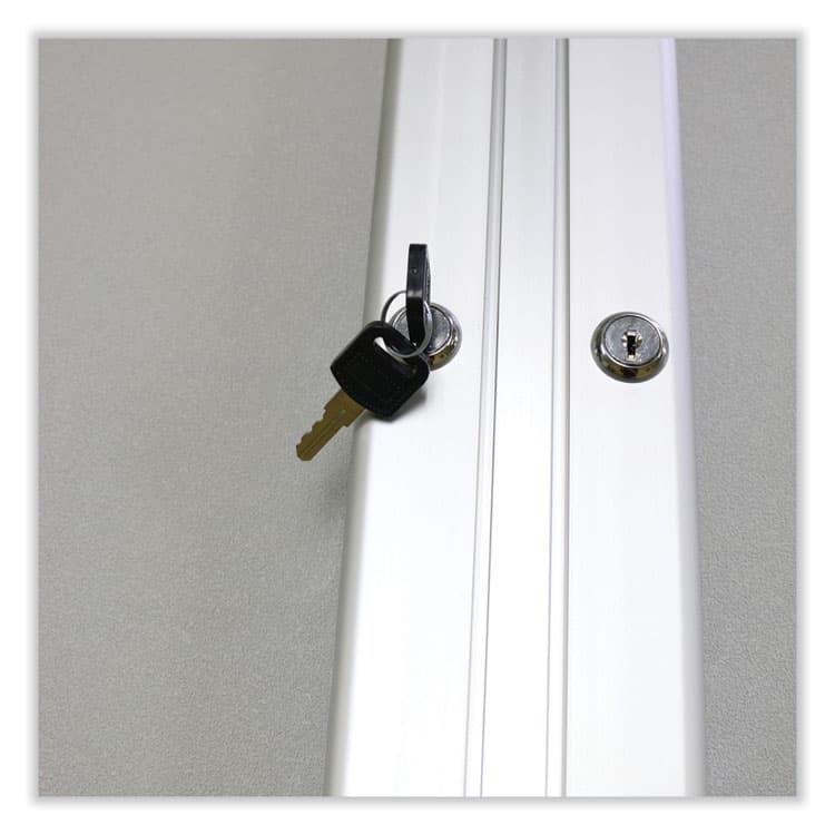 GHENT MANUFACTURING, 2 Door Enclosed Vinyl Bulletin Board with Satin Frame, 60" x 48", Silver Surface, Satin Aluminum Frame (GHEPA24860VX193) thumbnail 3