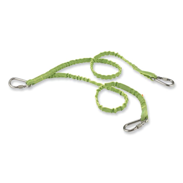 ERGODYNE CORPORATION Squids 3311 Twin-Leg Tool Lanyard with Three Carabiners, 15lb Max Working Capacity, 35" to 42" Long, Lime (EGO19083)