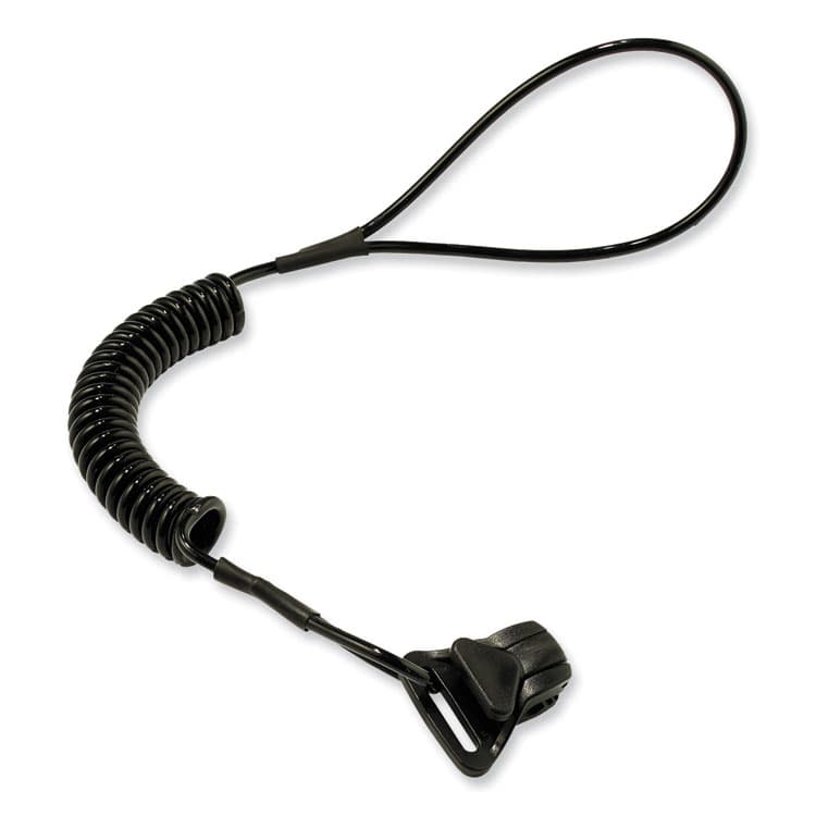 ERGODYNE CORPORATION Squids 3158 Coiled Lanyard with Clamp, 2 lb Max Working Capacity, 12" to 48" Long, Black (EGO19158)