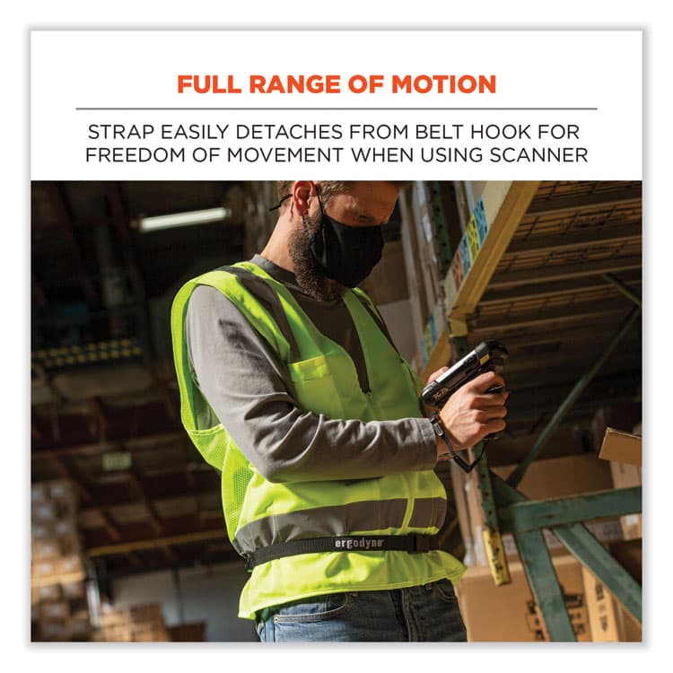 ERGODYNE CORPORATION Squids 3135 Barcode Scanner Belt with Hook + Adaptor Strap, Large: 48" to 80" Long, Black (EGO19168) thumbnail 2