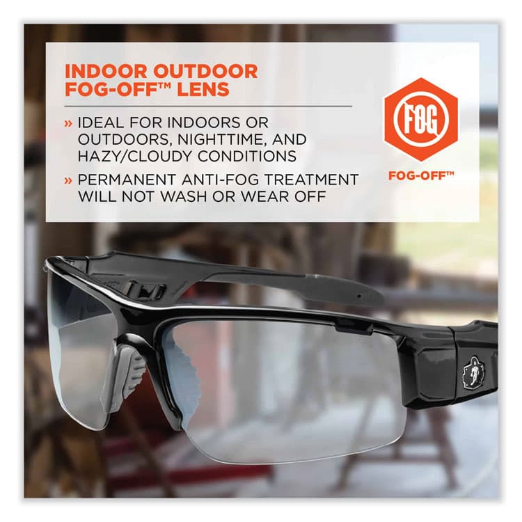 ERGODYNE CORPORATION Skullerz Dagr Safety Glasses, Black Half Frame, Clear Single Anti-Fog I/O Lens (EGO52083) thumbnail 3