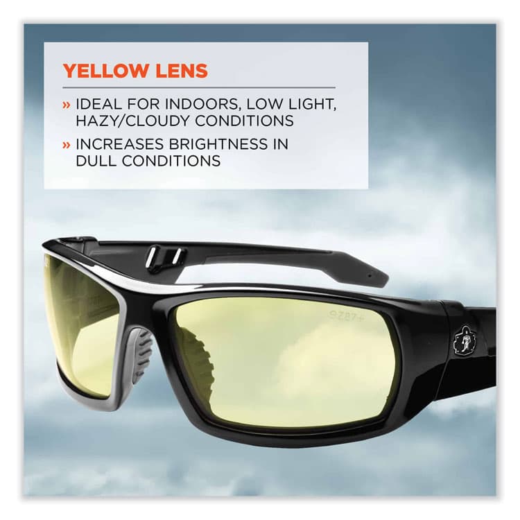 ERGODYNE CORPORATION Skullerz Odin Safety Glasses, Black Full Frame, Yellow Dual Lens (EGO50050) thumbnail 3