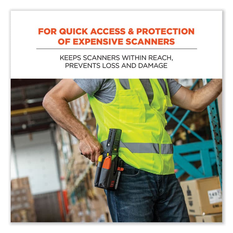 ERGODYNE CORPORATION Squids 5540 Handheld Barcode Scanner Holster with Belt Loop, Large, 2.75 x 3.5 x 8, Polyester, Gray (EGO19181) thumbnail 2