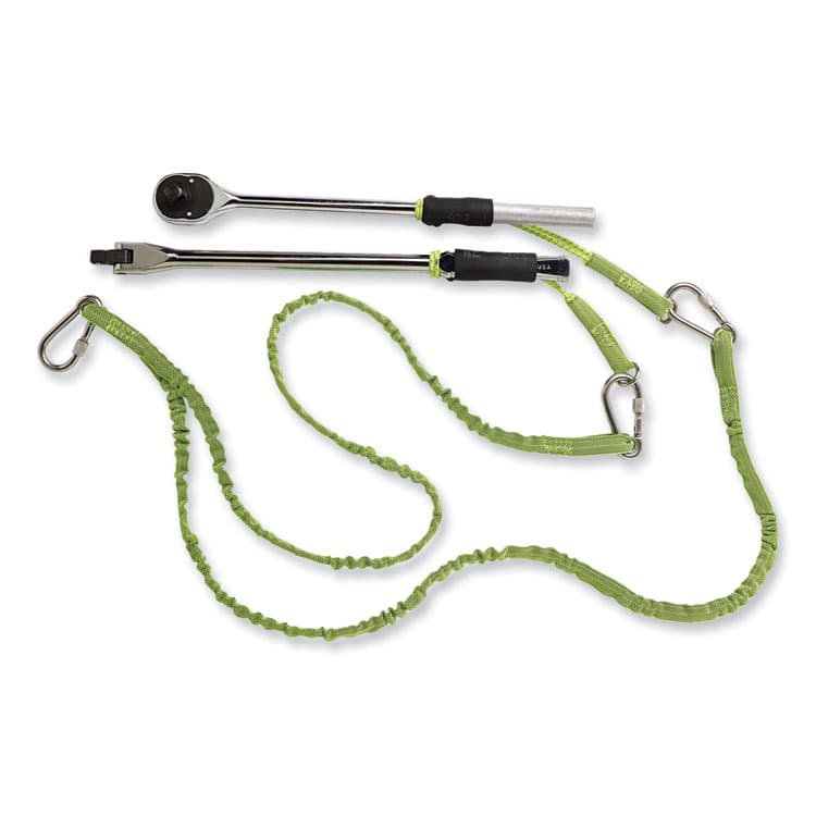 ERGODYNE CORPORATION Squids 3311 Twin-Leg Tool Lanyard with Three Carabiners, 15lb Max Working Capacity, 35" to 42" Long, Lime (EGO19083) thumbnail 2