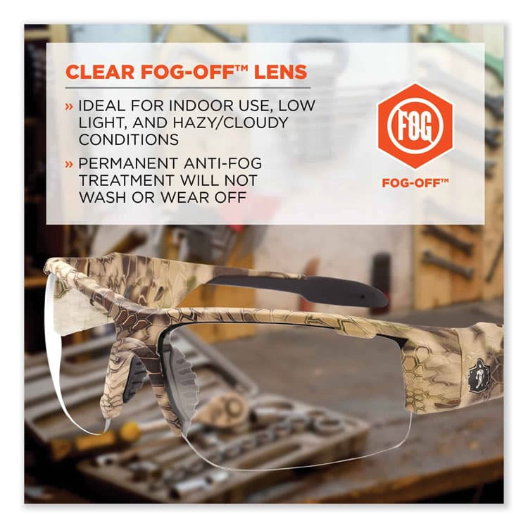 ERGODYNE CORPORATION Skullerz Dagr Safety Glasses, Kryptek Highlander Half Frame, Clear Single Anti-Fog Lens (EGO52303) thumbnail 4