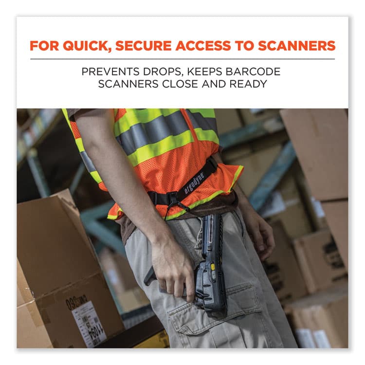 ERGODYNE CORPORATION Squids 3135 Barcode Scanner Belt with Hook + Adaptor Strap, Small: 29" to 53" Long, Black (EGO19167) thumbnail 2