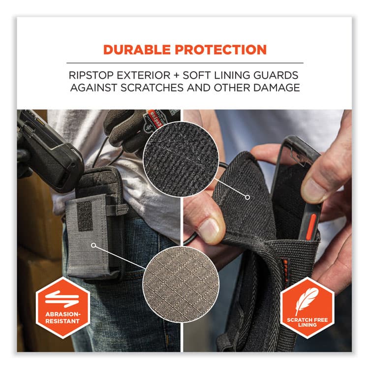 ERGODYNE CORPORATION Squids 5542 Phone Style Scanner Holster with Belt Loop, Large, 1 Compartment, 3.75 x 1.25 x 6.5, Polyester, Gray (EGO19192) thumbnail 2