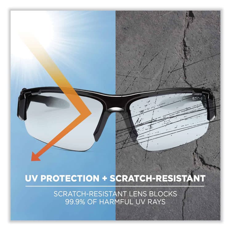 ERGODYNE CORPORATION Skullerz Dagr Safety Glasses, Black Half Frame, Clear Single I/O Lens (EGO52080) thumbnail 3