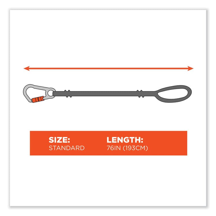ERGODYNE CORPORATION Squids 3148 Tool Lanyard with XL Carabiner + Threaded Loop, 80 lb Max Working Capacity, 76" Long, Orange/Black (EGO19148) thumbnail 2
