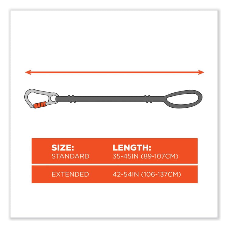 ERGODYNE CORPORATION Squids 3100 Lanyard with Aluminum Carabiner + Cinch-Loop, 10 lb Max Working Capacity, 42" to 54" Long, Lime (EGO19013) thumbnail 3
