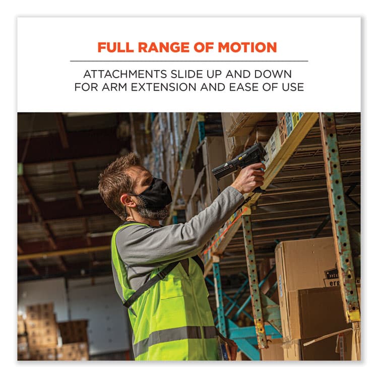 ERGODYNE CORPORATION Squids 3138 Padded Barcode Scanner Lanyard Harness, 33" Arm Strap s,18.5" Lanyard ,Black/Orange/Gray (EGO19189) thumbnail 2