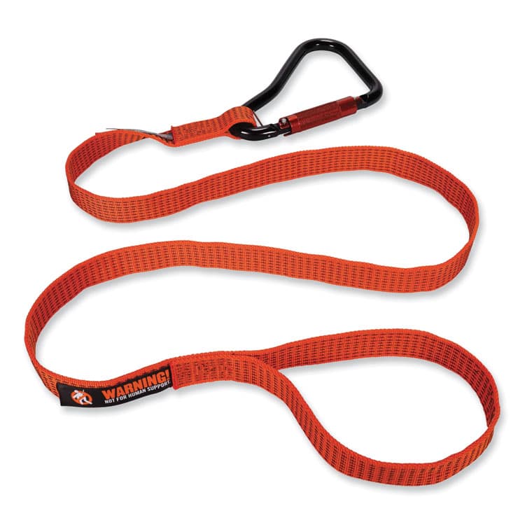 ERGODYNE CORPORATION Squids 3148 Tool Lanyard with XL Carabiner + Threaded Loop, 80 lb Max Working Capacity, 76" Long, Orange/Black (EGO19148)