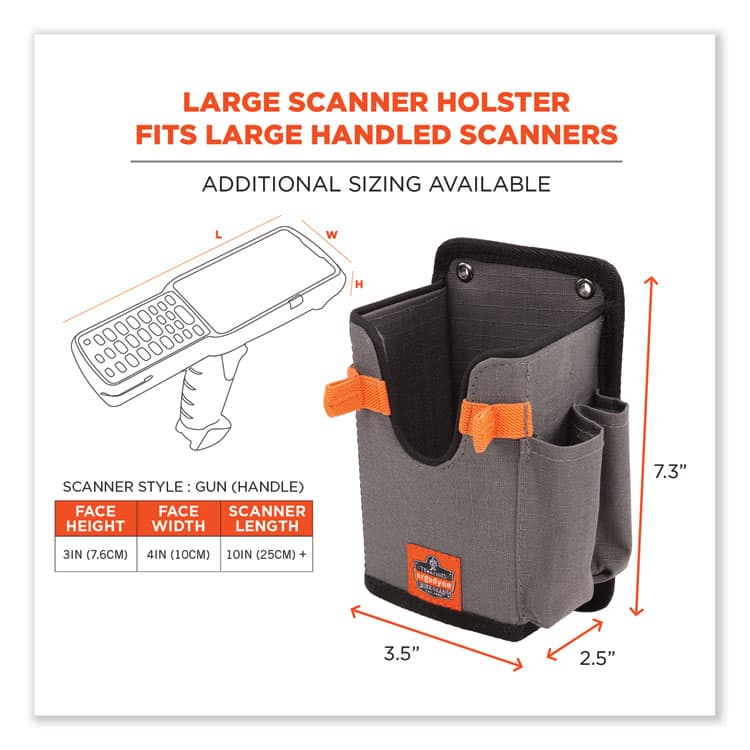 ERGODYNE CORPORATION Squids 5543 Handheld Barcode Scanner Mount Holder with Fastener Straps, 2 Compartments, 3.5 x 2.5 x 7.3, Gray (EGO19185) thumbnail 3