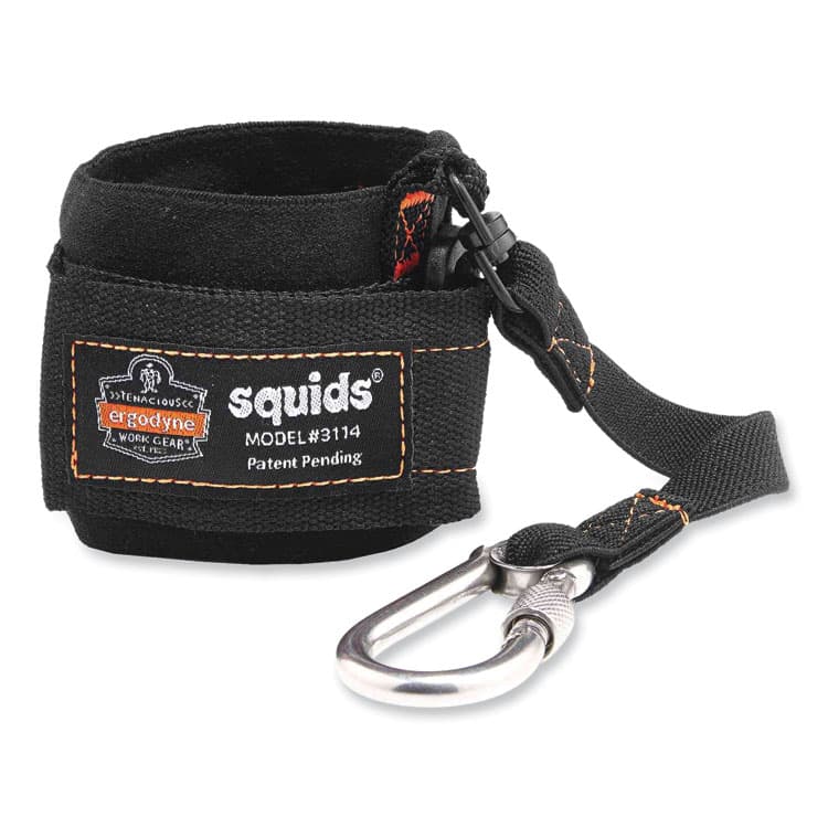 ERGODYNE CORPORATION Squids 3114 Pull-On Wrist Lanyard with Stainless Steel Carabiner, 3lb Max Working Capacity, 7.5" Long, Black (EGO19056) thumbnail 2