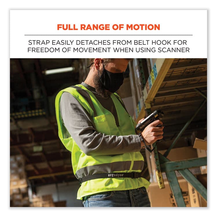 ERGODYNE CORPORATION Squids 3135 Barcode Scanner Belt with Hook + Adaptor Strap, Small: 29" to 53" Long, Black (EGO19167) thumbnail 3