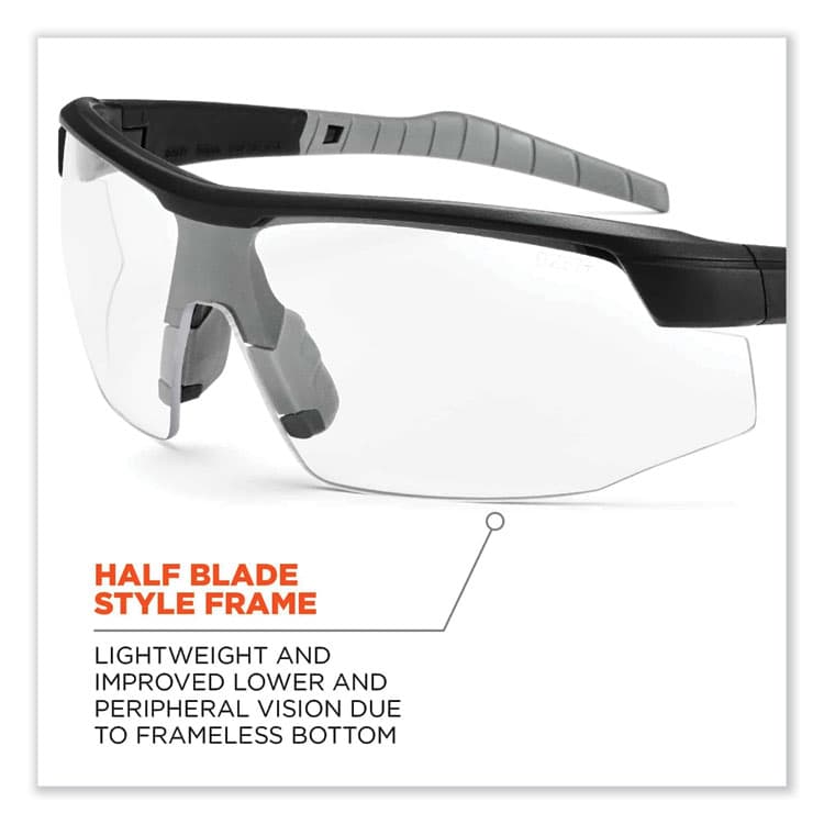 ERGODYNE CORPORATION Skullerz Skoll Safety Glasses, Matte Black Half Frame, Clear Single Lens (EGO59000) thumbnail 2