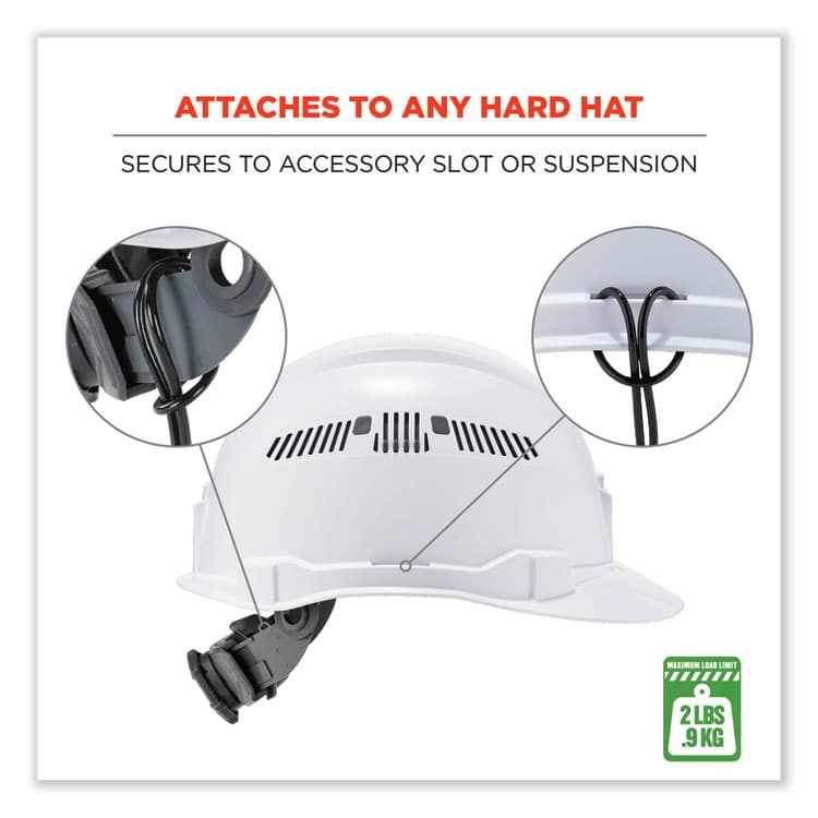 ERGODYNE CORPORATION Squids 3158 Coiled Lanyard with Clamp, 2 lb Max Working Capacity, 12" to 48" Long, Black (EGO19158) thumbnail 2