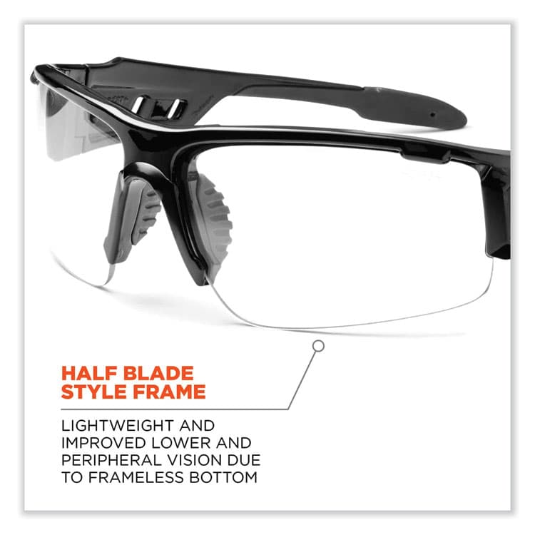 ERGODYNE CORPORATION Skullerz Dagr Safety Glasses, Black Half Frame, Clear Single Anti-Fog Lens (EGO52003) thumbnail 4