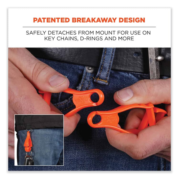 ERGODYNE CORPORATION Squids 3400 Dual Clip Glove Clip Holder, 1 x 1 x 6.5, Acetal Copolymer, Red, 100/Pack (EGO19313BULK) thumbnail 2