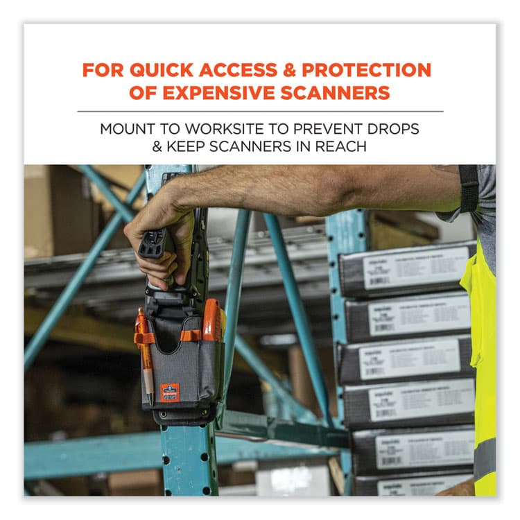 ERGODYNE CORPORATION Squids 5543 Handheld Barcode Scanner Mount Holder with Fastener Straps, 2 Compartments, 3.5 x 1.5 x 6.3, Gray (EGO19184) thumbnail 3