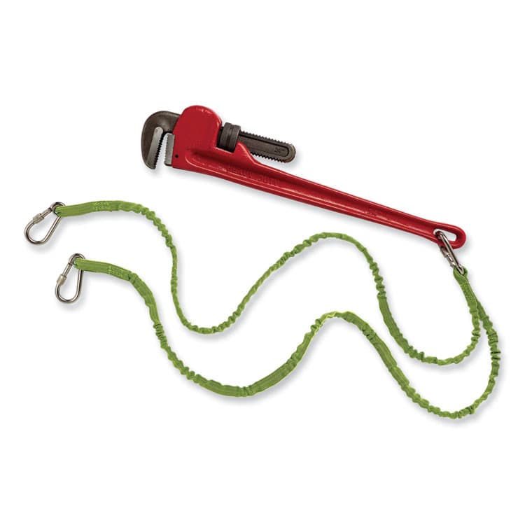 ERGODYNE CORPORATION Squids 3311 Twin-Leg Tool Lanyard with Three Carabiners, 15lb Max Working Capacity, 35" to 42" Long, Lime (EGO19083) thumbnail 3