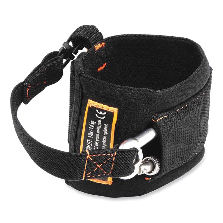 ERGODYNE CORPORATION Squids 3114 Pull-On Wrist Lanyard with Stainless Steel Carabiner, 3lb Max Working Capacity, 7.5" Long, Black (EGO19056)