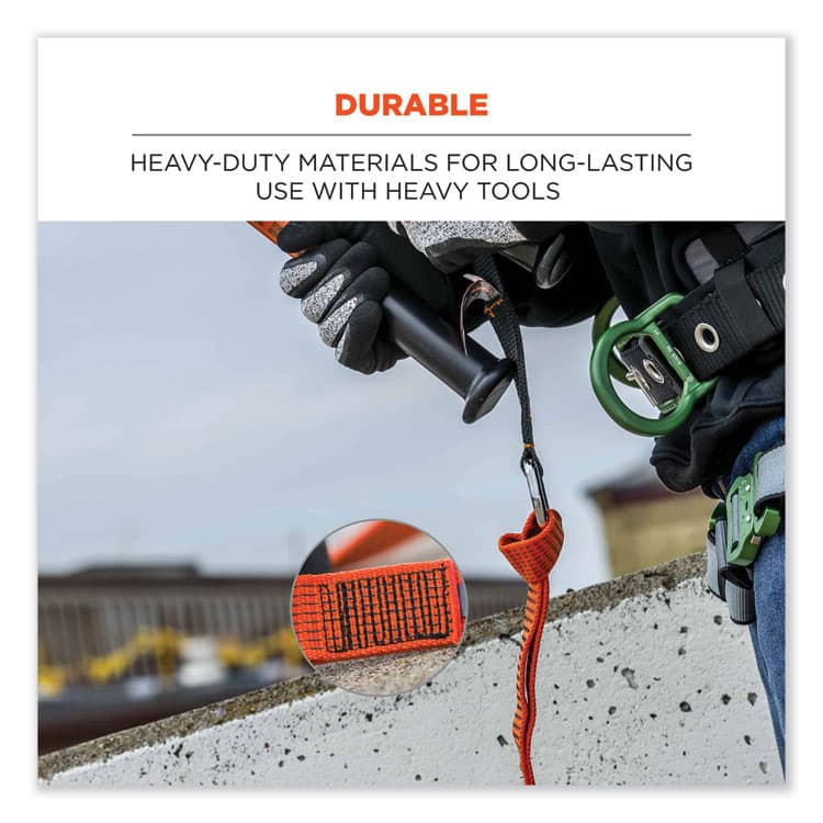 ERGODYNE CORPORATION Squids 3148 Tool Lanyard with XL Carabiner + Threaded Loop, 80 lb Max Working Capacity, 76" Long, Orange/Black (EGO19148) thumbnail 4