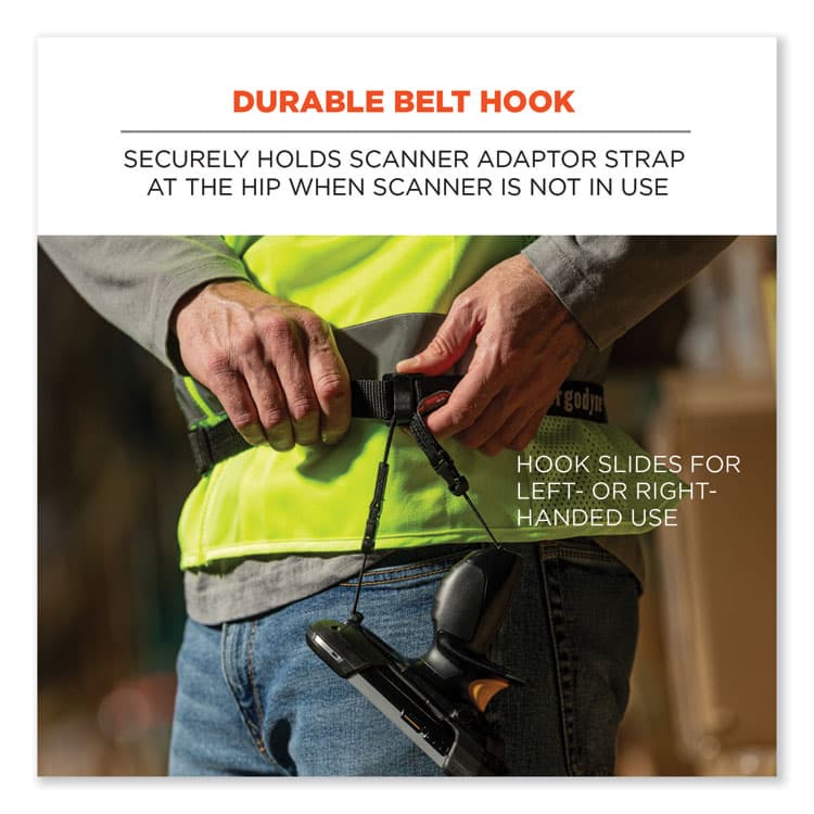 ERGODYNE CORPORATION Squids 3135 Barcode Scanner Belt with Hook + Adaptor Strap, Small: 29" to 53" Long, Black (EGO19167) thumbnail 4