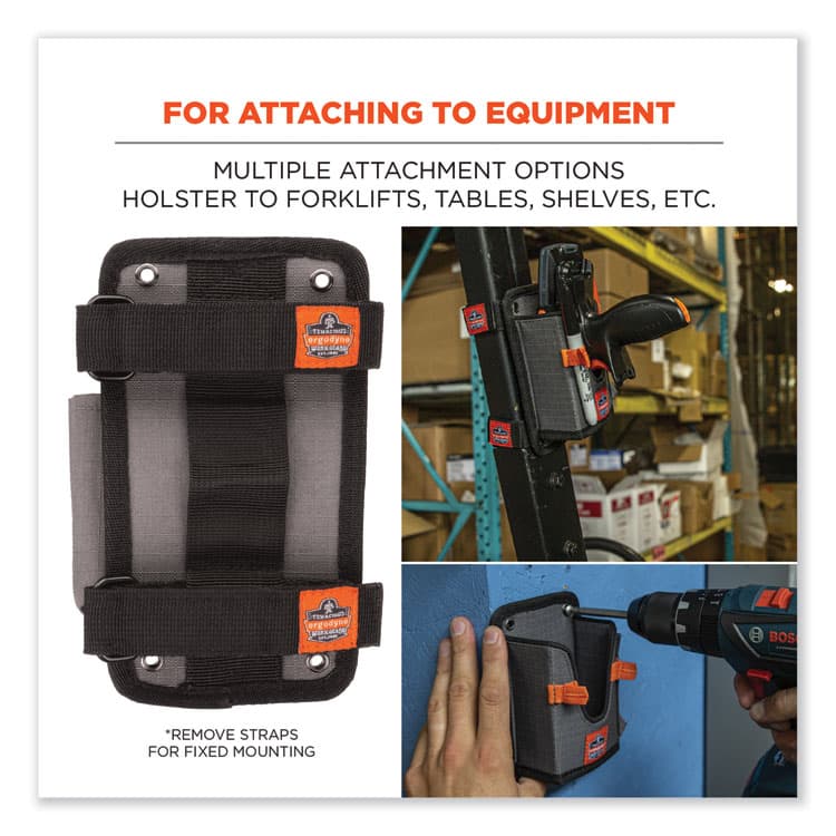 ERGODYNE CORPORATION Squids 5543 Handheld Barcode Scanner Mount Holder with Fastener Straps, 2 Compartments, 3.5 x 1.5 x 6.3, Gray (EGO19184) thumbnail 4