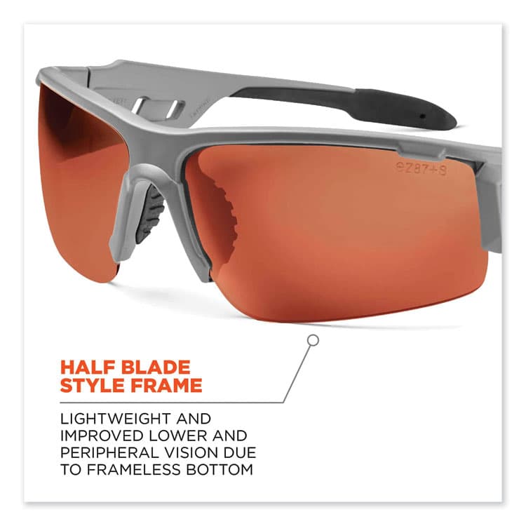 ERGODYNE CORPORATION Skullerz Dagr Safety Glasses, Matte Gray Half Frame, Polarized Copper Single Lens (EGO52121) thumbnail 2