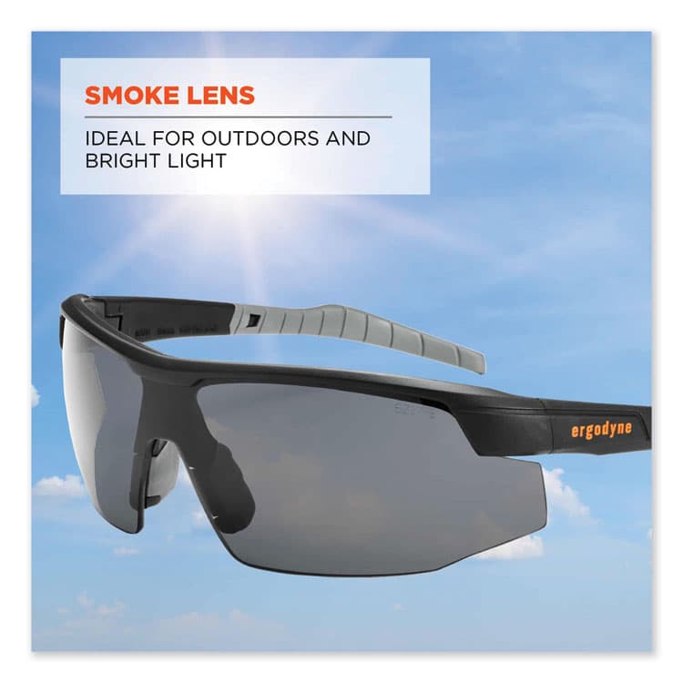 ERGODYNE CORPORATION Skullerz Skoll Safety Glasses, Matte Black Half Frame, Smoke Single Lens (EGO59030) thumbnail 4