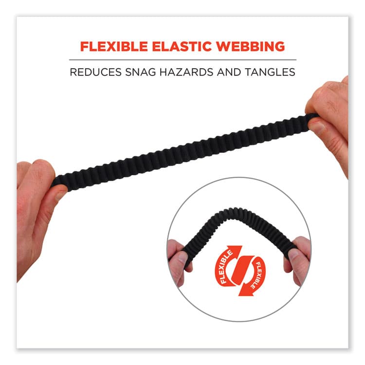 ERGODYNE CORPORATION Squids 3105 Tool Lanyard with Aluminum Carabiner + Cinch-Loop, 15 lb Max Working Capacity, 32" to 48" Long, Black, 10/Pack (EGO19010) thumbnail 3