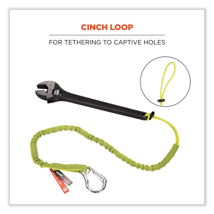 ERGODYNE CORPORATION Squids 3100 Lanyard with Aluminum Carabiner + Cinch-Loop, 10 lb Max Working Capacity, 35" to 45" Long, Lime (EGO19003) thumbnail 4
