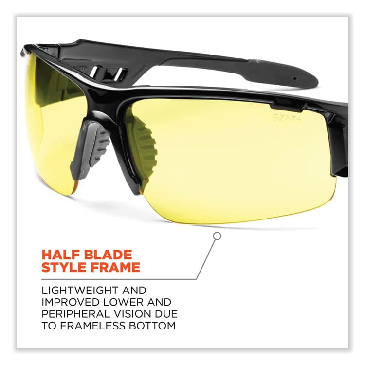 ERGODYNE CORPORATION Skullerz Dagr Safety Glasses, Black Half Frame, Yellow Single Lens (EGO52050) thumbnail 4