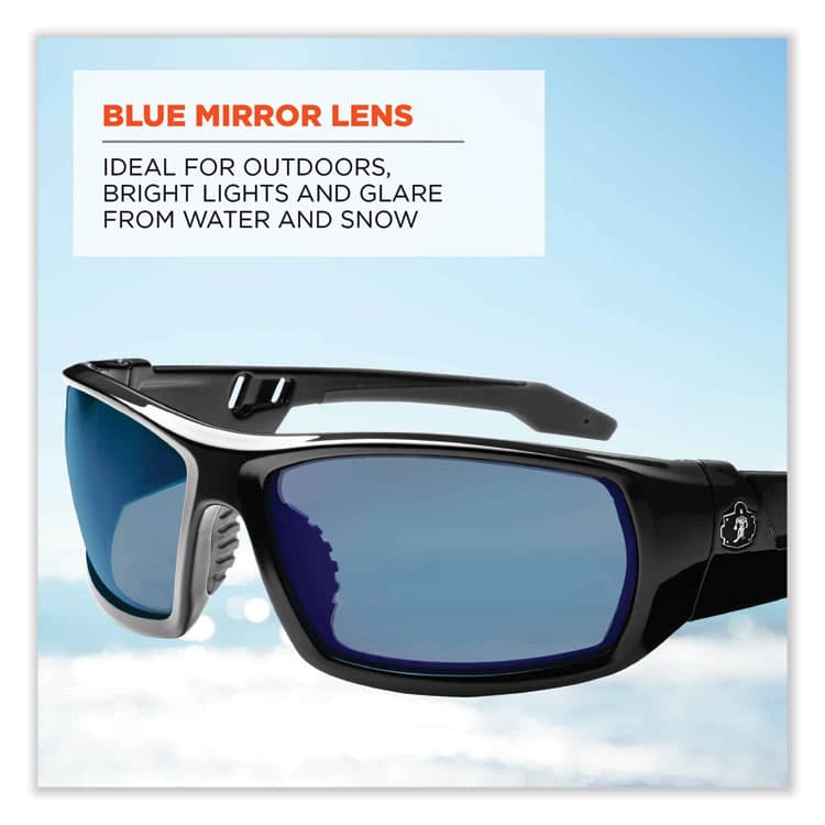 ERGODYNE CORPORATION Skullerz Odin Safety Glasses, Black Full Frame, Mirrored Blue Dual Lens (EGO50092) thumbnail 4
