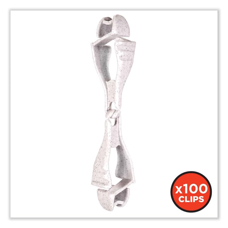 ERGODYNE CORPORATION Squids 3400 Dual Clip Glove Clip Holder, 1 x 1 x 6.5, Acetal Copolymer, Granite, 100/Pack (EGO19315BULK) thumbnail 2