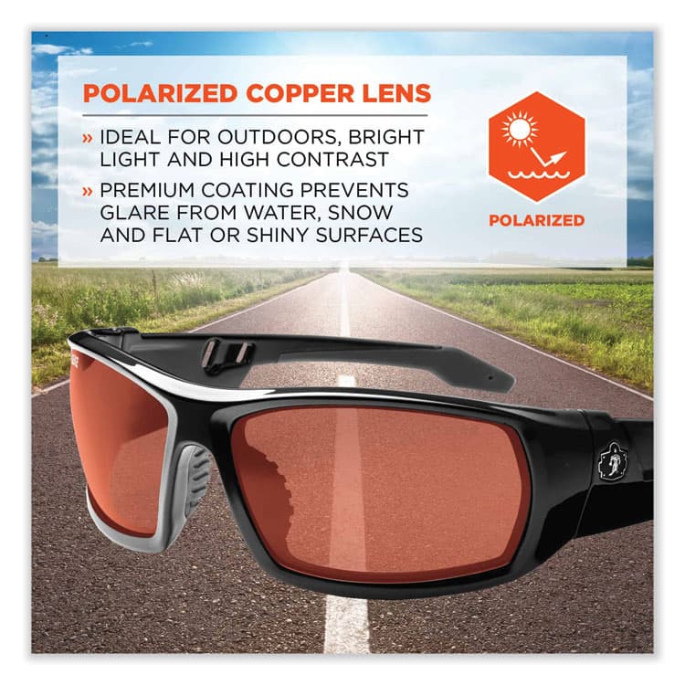 ERGODYNE CORPORATION Skullerz Odin Safety Glasses, Black Full Frame, Polarized Copper Dual Lens (EGO50021) thumbnail 4