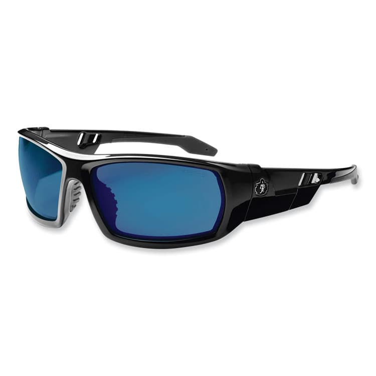 ERGODYNE CORPORATION Skullerz Odin Safety Glasses, Black Full Frame, Mirrored Blue Dual Lens (EGO50092)