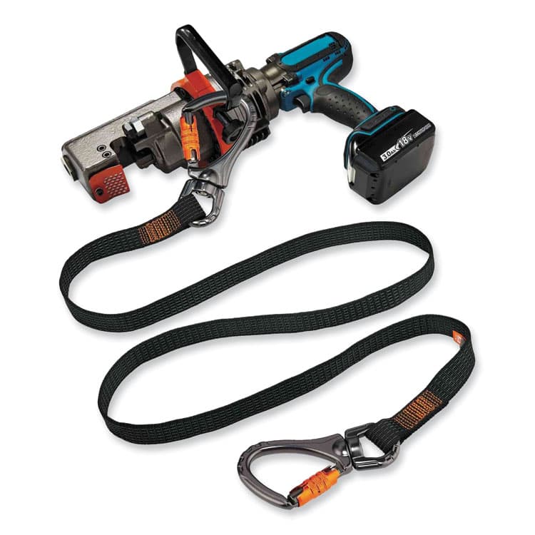 ERGODYNE CORPORATION Squids 3139 Tool Lanyard with 2 Locking Swivel Carabiners, 40 lb Max Working Capacity, 76" Long, Black/Orange (EGO19139) thumbnail 2