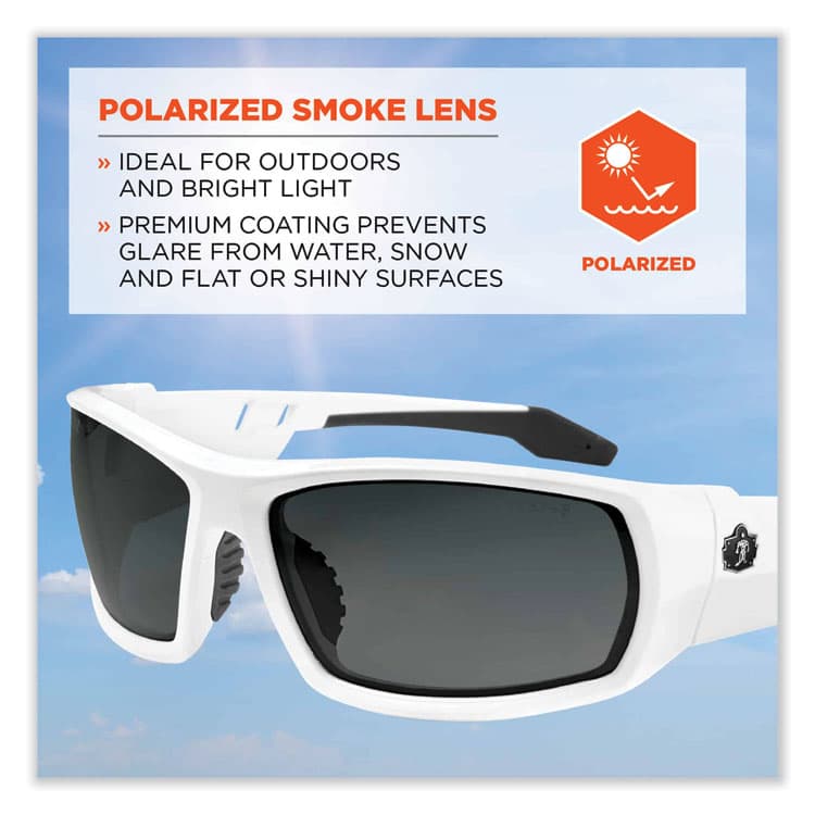 ERGODYNE CORPORATION Skullerz Odin Safety Glasses, White Full Frame, Polarized Smoke Dual Lens (EGO50231) thumbnail 4