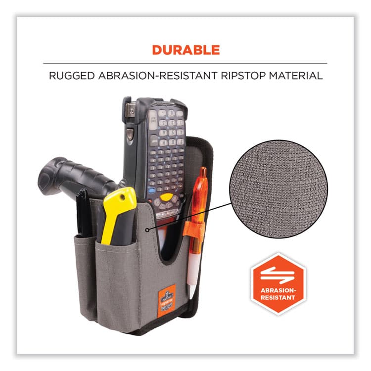 ERGODYNE CORPORATION Squids 5541 Handheld Barcode Scanner Holster with Belt Clip, Large, 2 Compartments, 2.75 x 3.5 x 8, Polyester,Gray (EGO19183) thumbnail 4