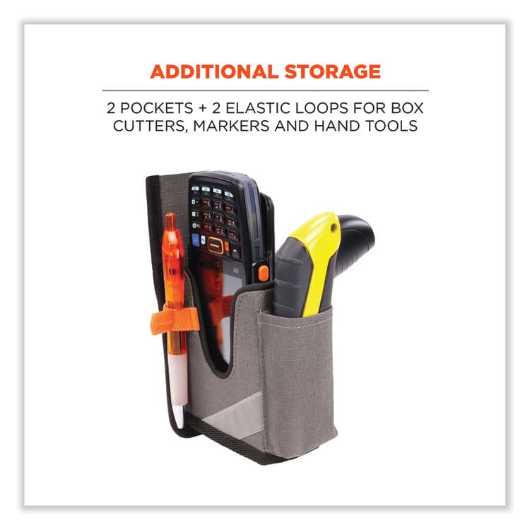 ERGODYNE CORPORATION Squids 5540 Handheld Barcode Scanner Holster with Belt Loop, Small, 2.75 x 3.5 x 7.3, Polyester, Gray (EGO19180) thumbnail 3