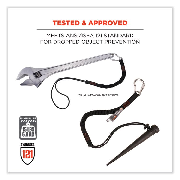 ERGODYNE CORPORATION Squids 3105 Tool Lanyard with Aluminum Carabiner + Cinch-Loop, 15 lb Max Working Capacity, 32" to 48" Long, Black, 10/Pack (EGO19010) thumbnail 4