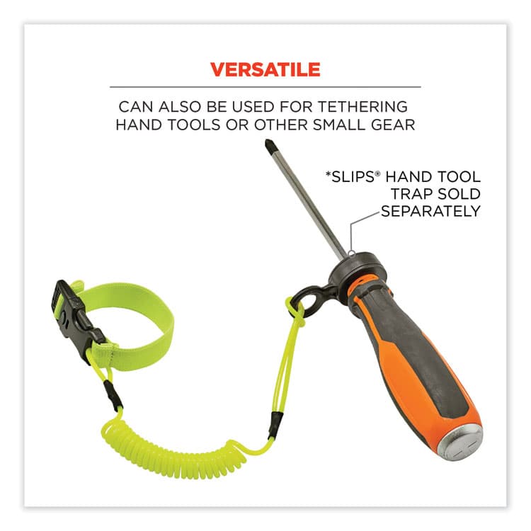ERGODYNE CORPORATION Squids 3157 Coiled Lanyard with Buckle, 2 lb Max Working Capacity, 12" to 48" Long, Lime (EGO19157) thumbnail 4