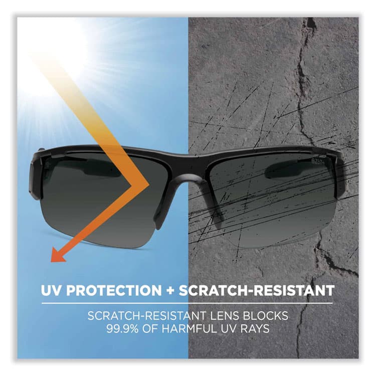 ERGODYNE CORPORATION Skullerz Dagr Safety Glasses, Black Half Frame, Polarized G15 Green Shade 3 VLT Single Lens (EGO52071) thumbnail 2