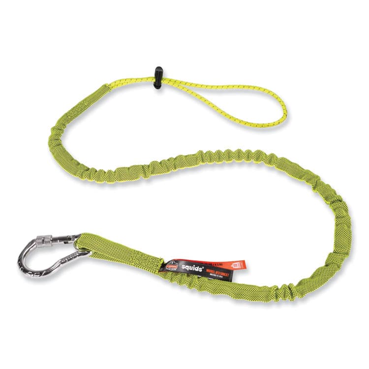 ERGODYNE CORPORATION Squids 3100 Lanyard with Aluminum Carabiner + Cinch-Loop, 10 lb Max Working Capacity, 42" to 54" Long, Lime (EGO19013)