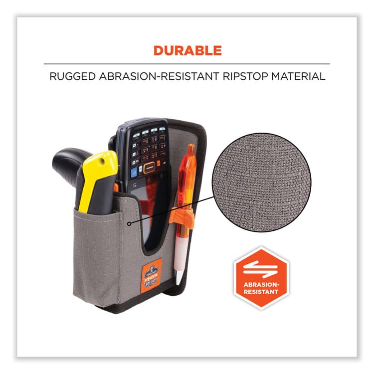 ERGODYNE CORPORATION Squids 5541 Handheld Barcode Scanner Holster with Belt Clip, 2 Compartments, 2.75 x 3.5 x 7.3, Polyester,Gray (EGO19182) thumbnail 4