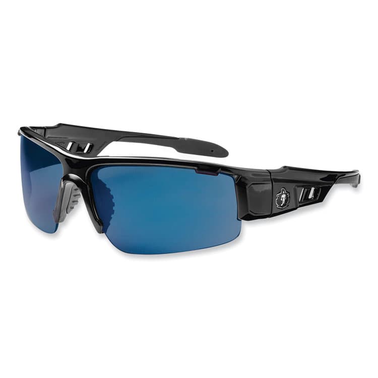 ERGODYNE CORPORATION Skullerz Dagr Safety Glasses, Black Half Frame, Mirrored Blue Single Lens (EGO52092)
