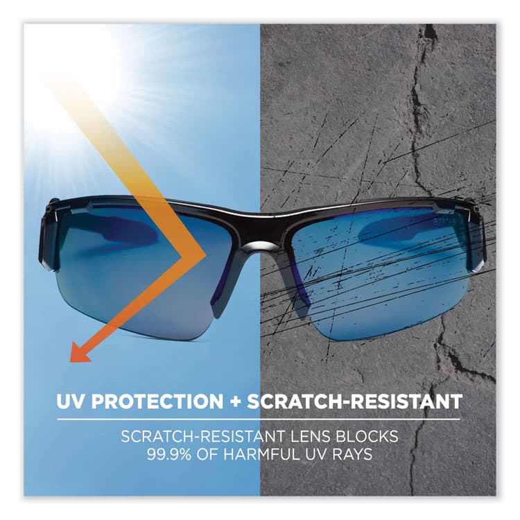ERGODYNE CORPORATION Skullerz Dagr Safety Glasses, Black Half Frame, Mirrored Blue Single Lens (EGO52092) thumbnail 4