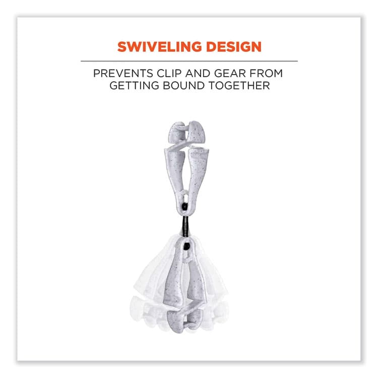 ERGODYNE CORPORATION Squids 3420 Dual Clip Swivel Glove Clip Holder, 1 x 0.6 x 5.5, Acetal Copolymer, Granite, 100/Pack (EGO19515BULK) thumbnail 3